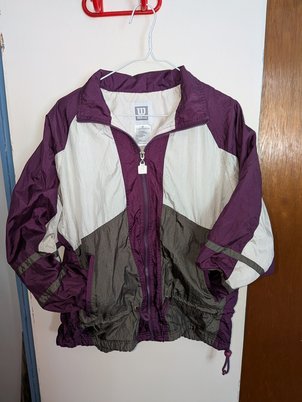 90s Vintage Wilson Color Block Windbreaker in Purple & White Size Medium